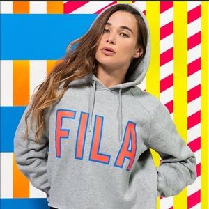 NWT FILA x SoulCycle Caliana Heather Gray Cozy Crop Hoodie Sweatshirt sz Medium